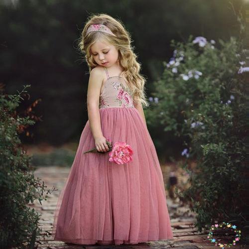 ღWSVღKids Girl Flower Dress Long Princess Party Dresses Formal Dress