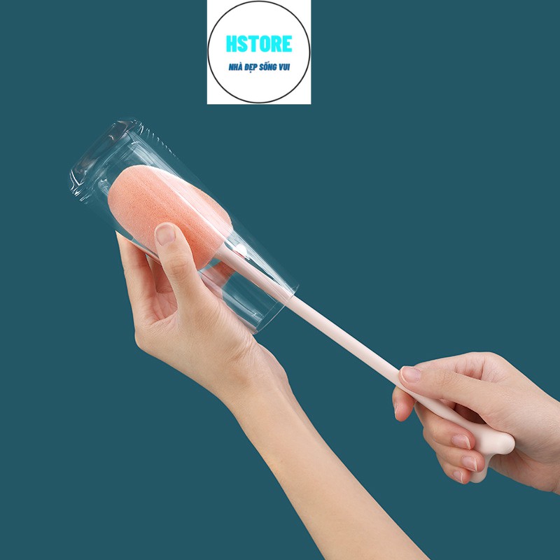 Cọ Rửa Bình Sữa Cầm Tay Cây Mút Rửa Chén Cốc Ly Chai Lọ Dài 31cm