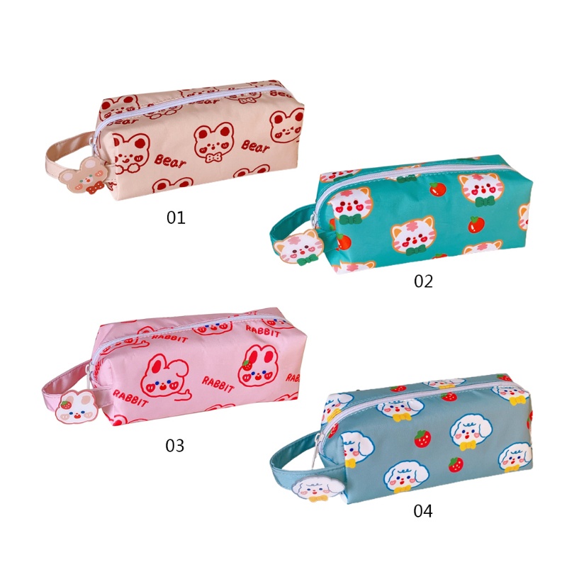 Túi Đựng Bút Bằng Vải Canvas Có Khóa Kéo In Hoạt Hình Dành Cho Học Sinh