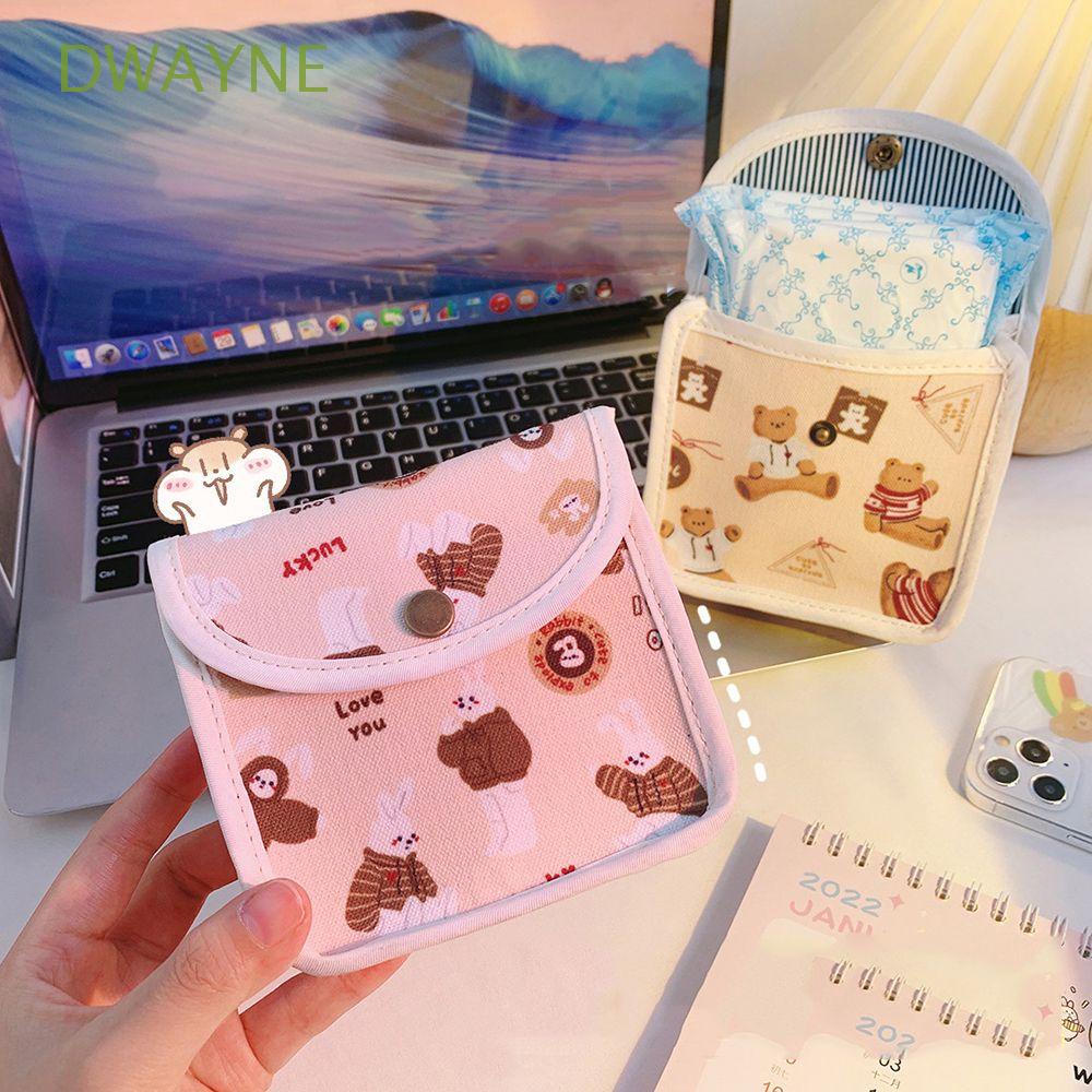 Dwayne Túi Đựng Băng Vệ Sinh Tai Nghe Tiền Xu Hình Gấu Tampon Có Khóa Kéo Phong Cách Hàn Quốc