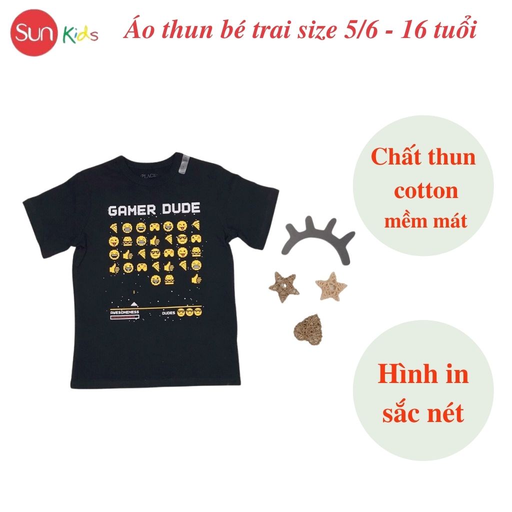 Áo thun bé trai xuất xịn, áo phông cho bé trai, chất cotton, size 5,6-16 tuổi,  - SUNKIDS