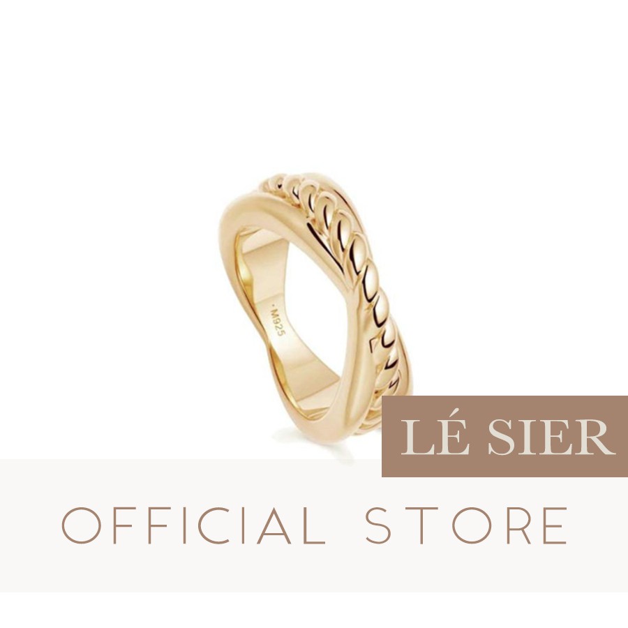 Nhẫn nữ Lé Sier độc lạ, hoạ tiết thắt nút thép y tế titan, mạ vàng 18K - RCGP81
