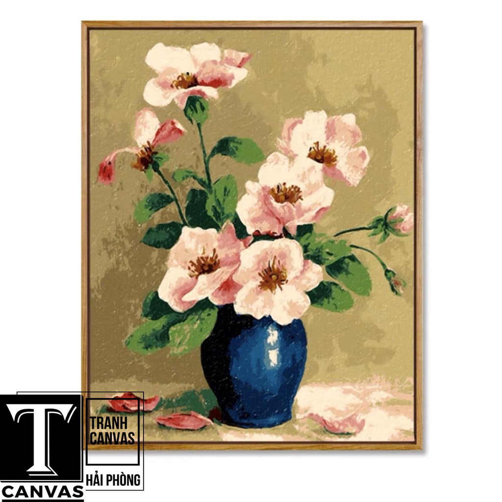 Tranh canvas treo tường phòng khách, tranh hiện đại nghệ thuật, tranh vẽ bình hoa H 80-86