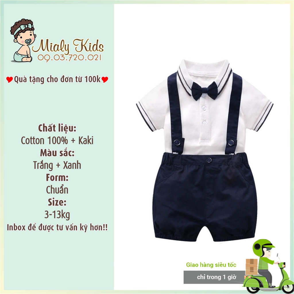Quần áo sơ sinh Bé Trai Mialy Kids  (3-12Kg) Set đồ công tử mặc đầy tháng, thôi nôi, chụp ảnh, đi tiệc - Vải thun cotton