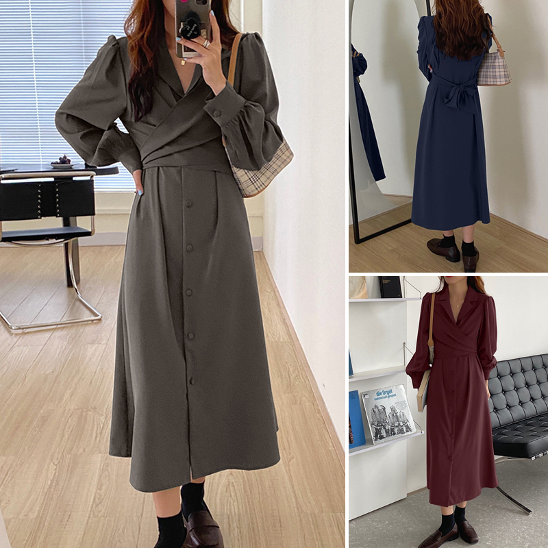 Váy Maxi ZANZEA Tay Phồng Cổ Tim Màu Trơn Kiểu Dáng Thanh Lịch Dành Cho Nữ | BigBuy360 - bigbuy360.vn