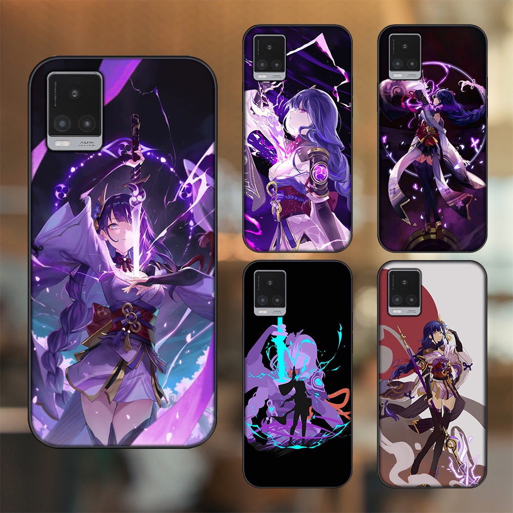 Ốp lưng Vivo V20 viền đen in hình Raiden Shogun Genshin Impact