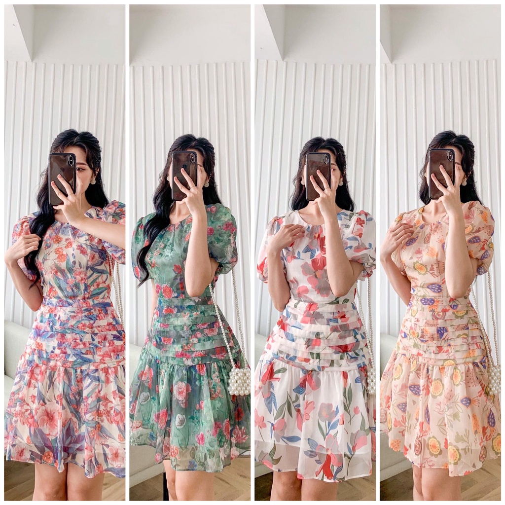 NEW DAY_Đầm voan xếp ly eo