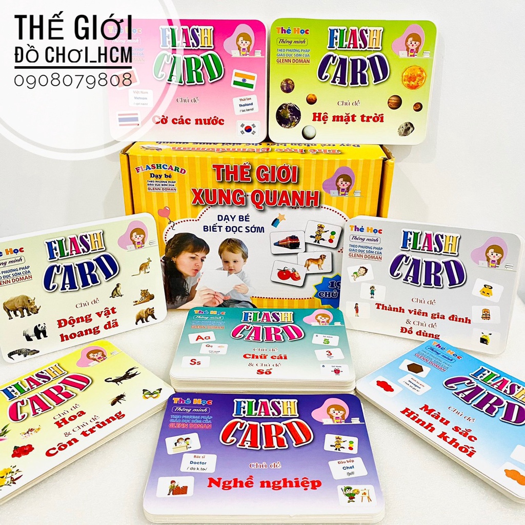 [19 CHỦ ĐỀ LOẠI LỚN] Bộ thẻ học thông minh 253 Flashcards song ngữ Anh Việt có phiên âm cho bé phát triển tư duy trí tuệ