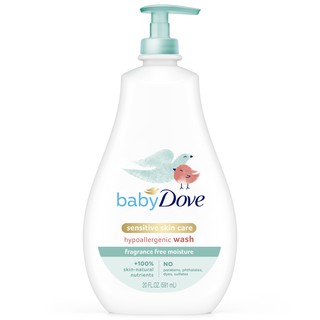 [USA] Tắm gội toàn thân cho bé BABY DOVE SENSITIVE SKIN CARE FRAGANCE FREE MOISTURE 591ml