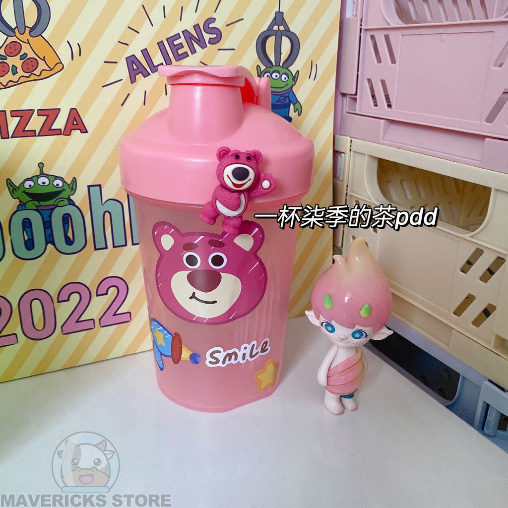 Bình Nước Nhựa Ba Mắt Họa Tiết Hoạt Hình Dễ Thương Di Động Tiện Dụng Cho Học Sinh