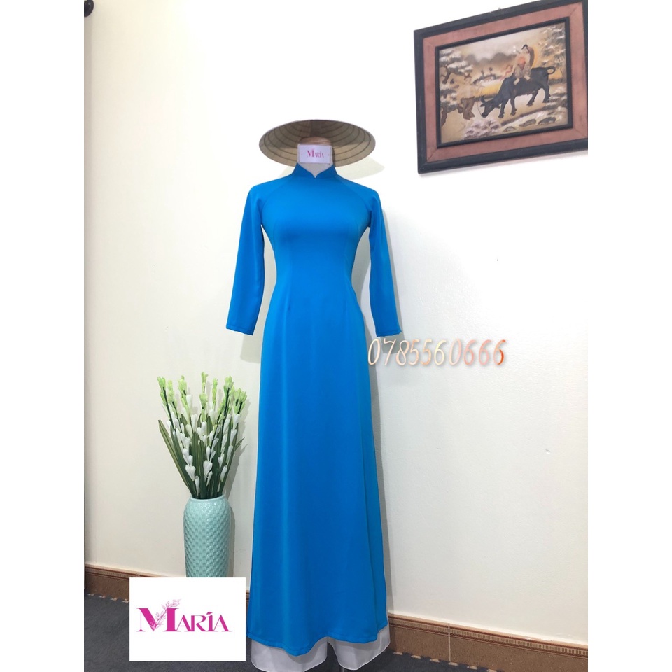 [𝐌𝐀𝐑𝐈𝐀]𝙏𝙃ƯƠ𝙉𝙂 𝙃𝙄Ệ𝙐 Aó Dài màu 𝙓𝙖𝙣𝙝 Đ𝙤à𝙣  2 Tà (1 lớp) chuẩn FORM