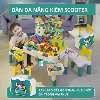 Bàn lego đa năng kiêm Vali kéo cho bé. Bàn giáo giục đa chức năng trẻ e cao cấp