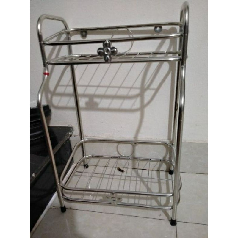 Kệ đựng gia vị nhà bếp inox 2 tầng treo tường, kệ nhà tắm đa năng