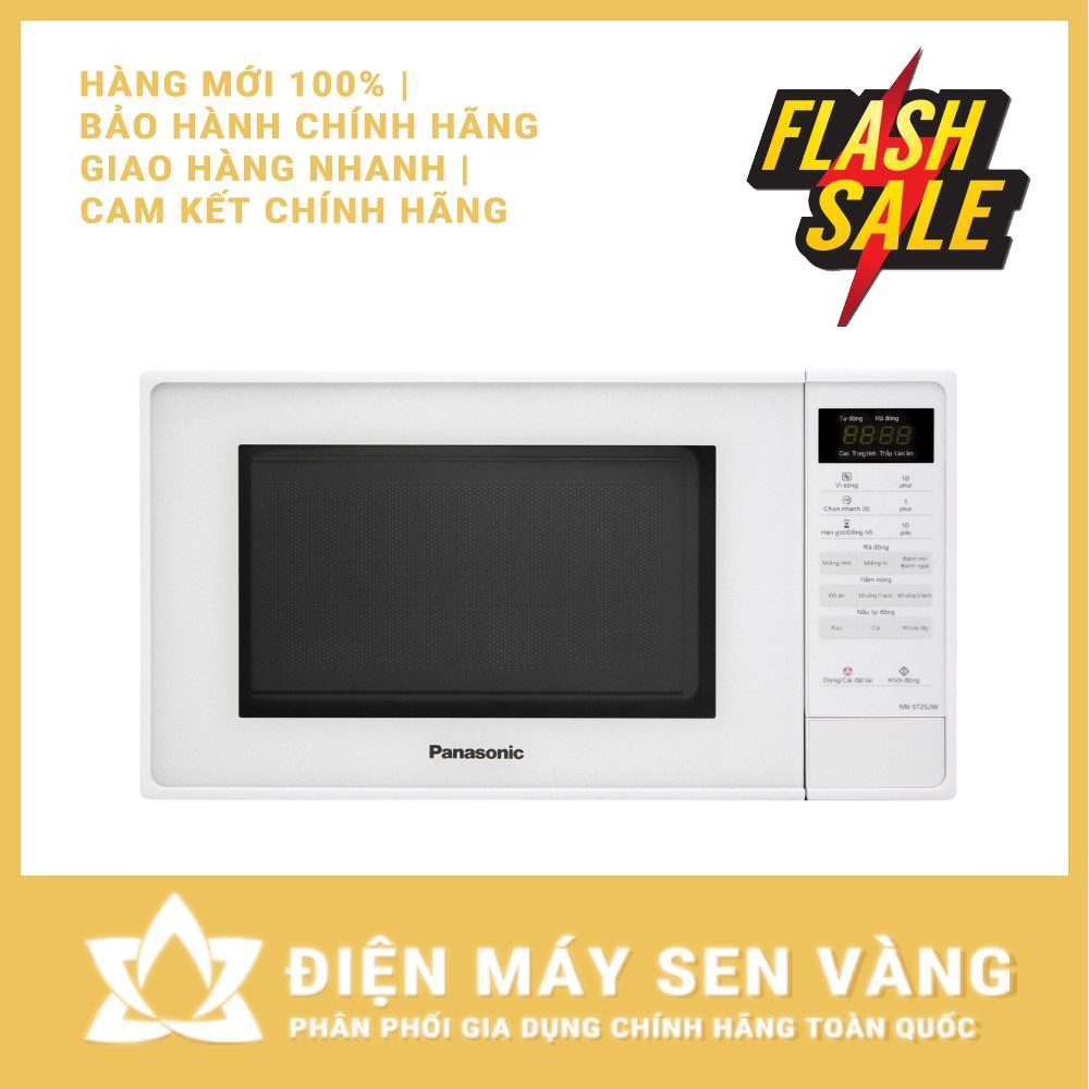 [CHÍNH HÃNG] LÒ VI SÓNG KHÔNG NƯỚNG PANASONIC PALM-NN-ST25JWYUE 20L 800W - 9 THỰC ĐƠN TỰ ĐỘNG (Màu trắng)