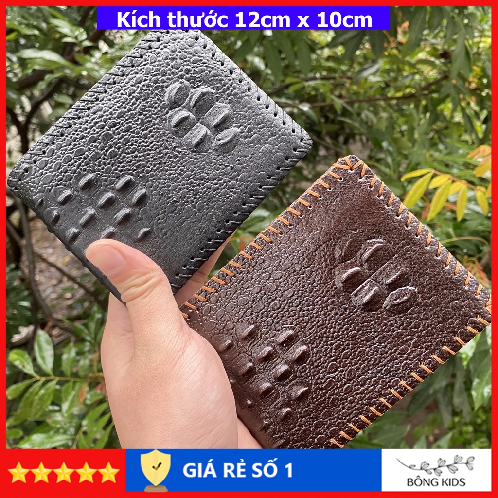 Ví nam da bò thật cao cấp, ví da nam da bò dập vân cá sấu, bóp đựng thẻ nhiều ngăn tiện lợi VDCS001