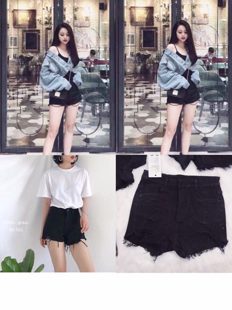 Sort Jean giãn trắng đen siêu đẹp chụp thật | BigBuy360 - bigbuy360.vn