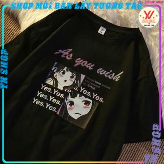 Áo thun tay lỡ nữ  Anime Nhật bản As You wish form rộng unisex ,Áo sweater tay dài nữ chất cotton