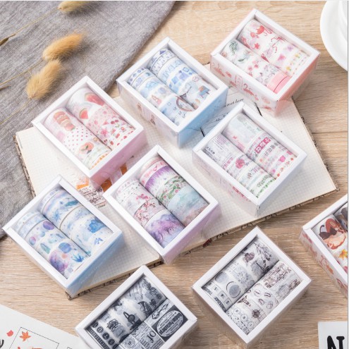 Set Washi - Winzige 10 cuộn băng dính đáng yêu hỗ trợ trang trí DIY - Văn Phòng Phẩm Sáng Tạo