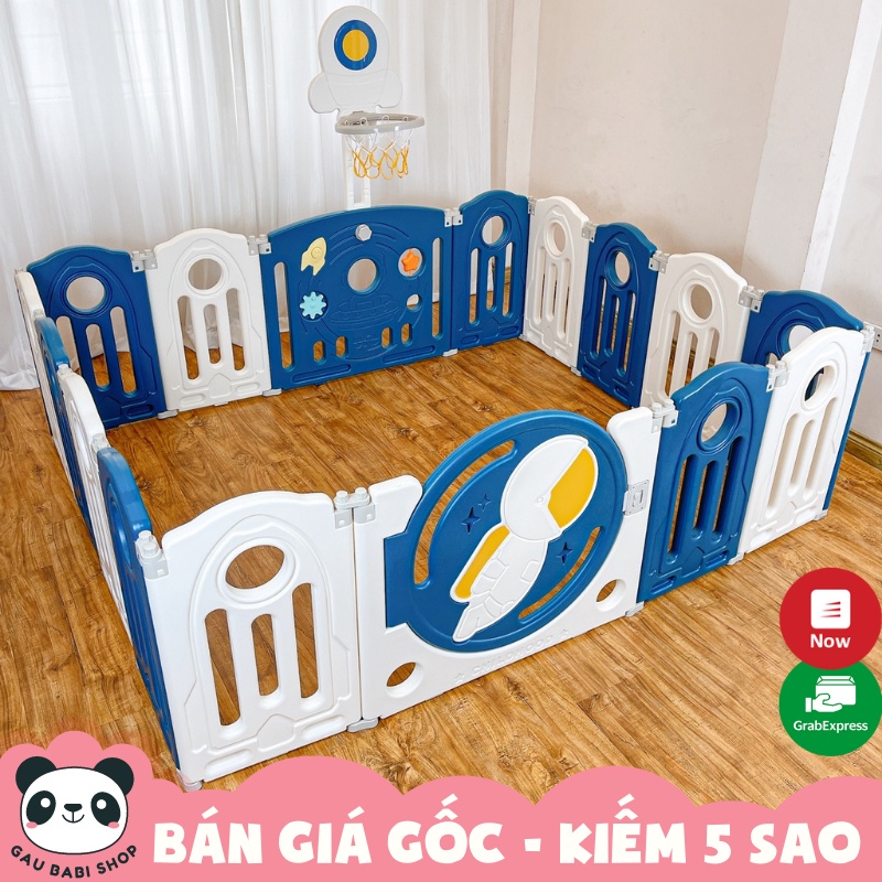 [XẢ KHO GIÁ SỐC - HÀNG MỚI] Quây cũi nhựa, quây cũi cho bé gấp gọn phi hành gia 9BABY màu xanh