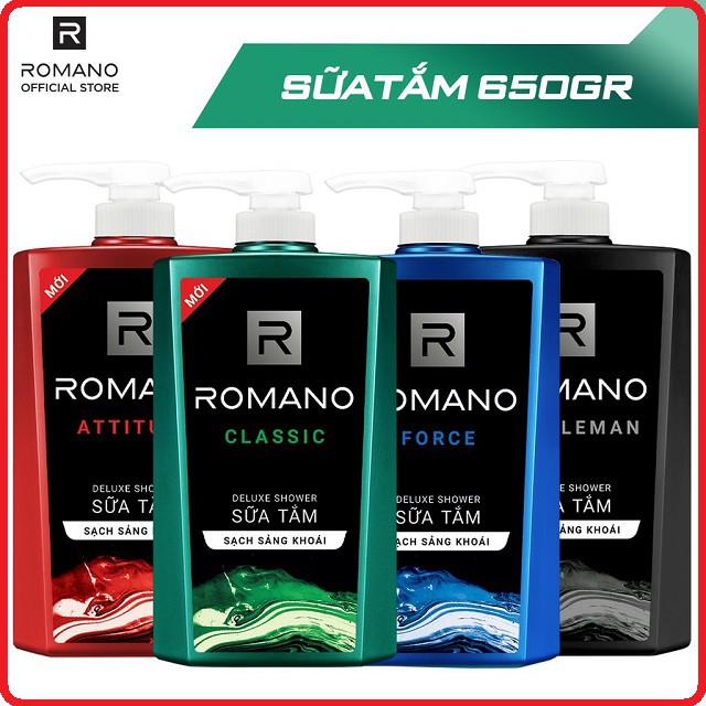 [Mã COSBAUMAR4 giảm 6% đơn 99K] Sữa Tắm ROMANO Hương Nước Hoa Sạch Sảng Khoái 650gr