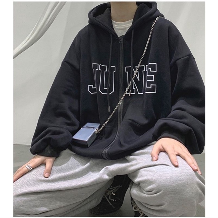 Áo khoác hoodie nỉ  nam nữ form rộng khóa kéo ,dây kéo