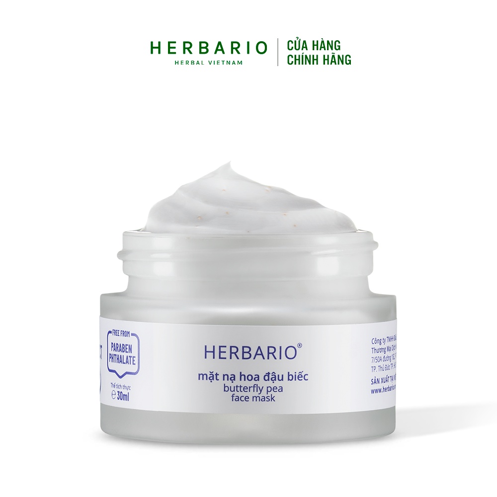 Mặt nạ Hoa Đậu Biếc herbario 30ml ngăn ngừa lão hóa da thuần chay