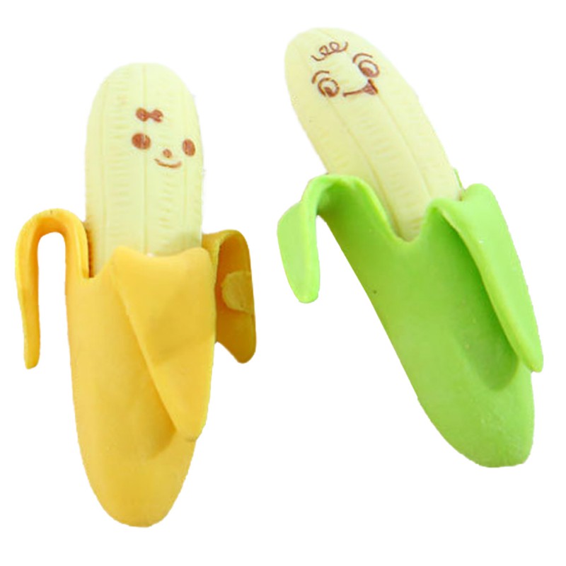 Cục tẩy bút chì thiết kế quả chuối biểu cảm ngộ nghĩnh đáng yêu