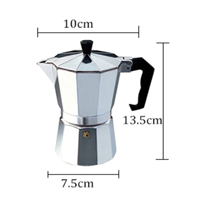 Ấm pha cà phê bằng nhôm hình bát giác 50ml phong cách châu Âu cổ điển
