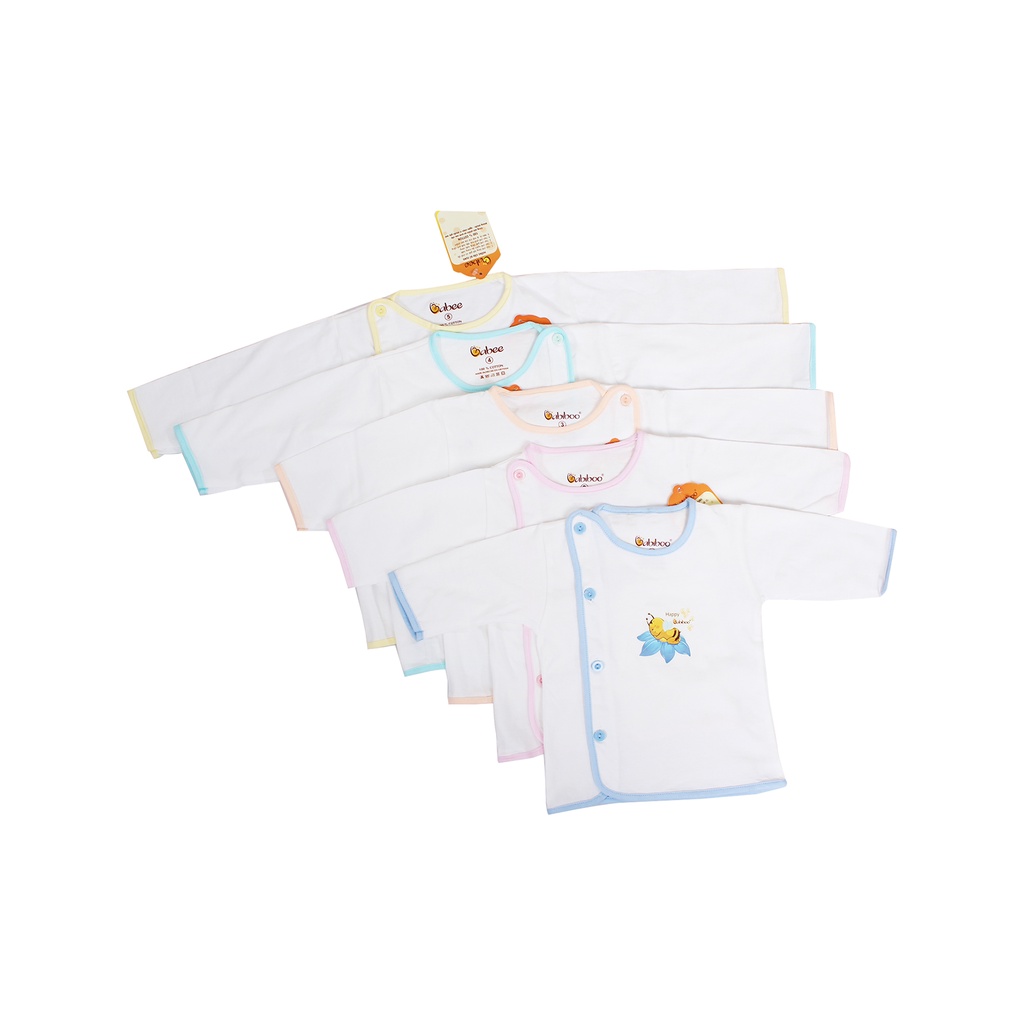 Áo bác sĩ Babiboo trắng viền màu tay dài cho bé BB01