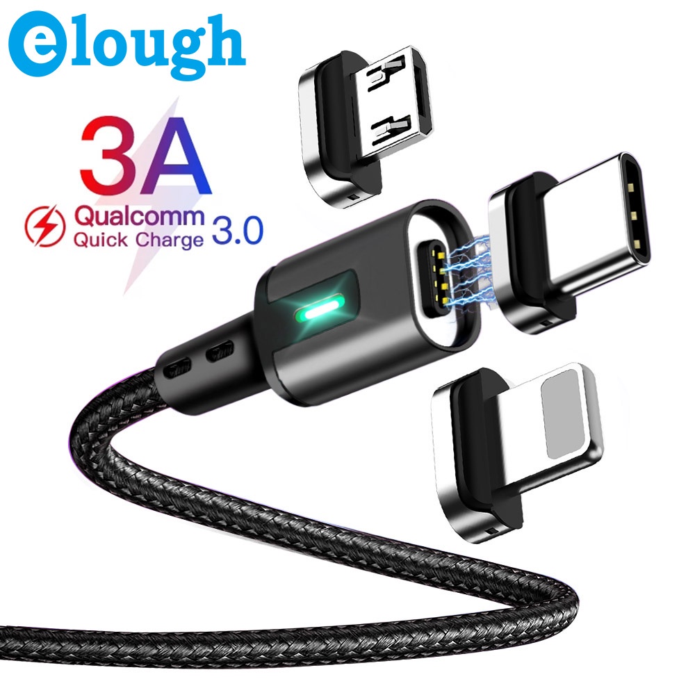 Cáp sạc Elough nam châm cổng Micro USB 3A thích hợp cho điện thoại Android iPhone