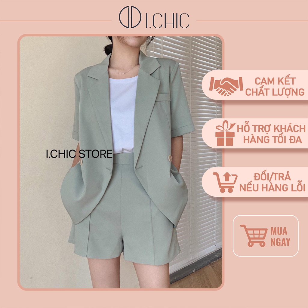 ICHIC - Set Vest Áo Quần S005 Basic Tặng Áo Croptop