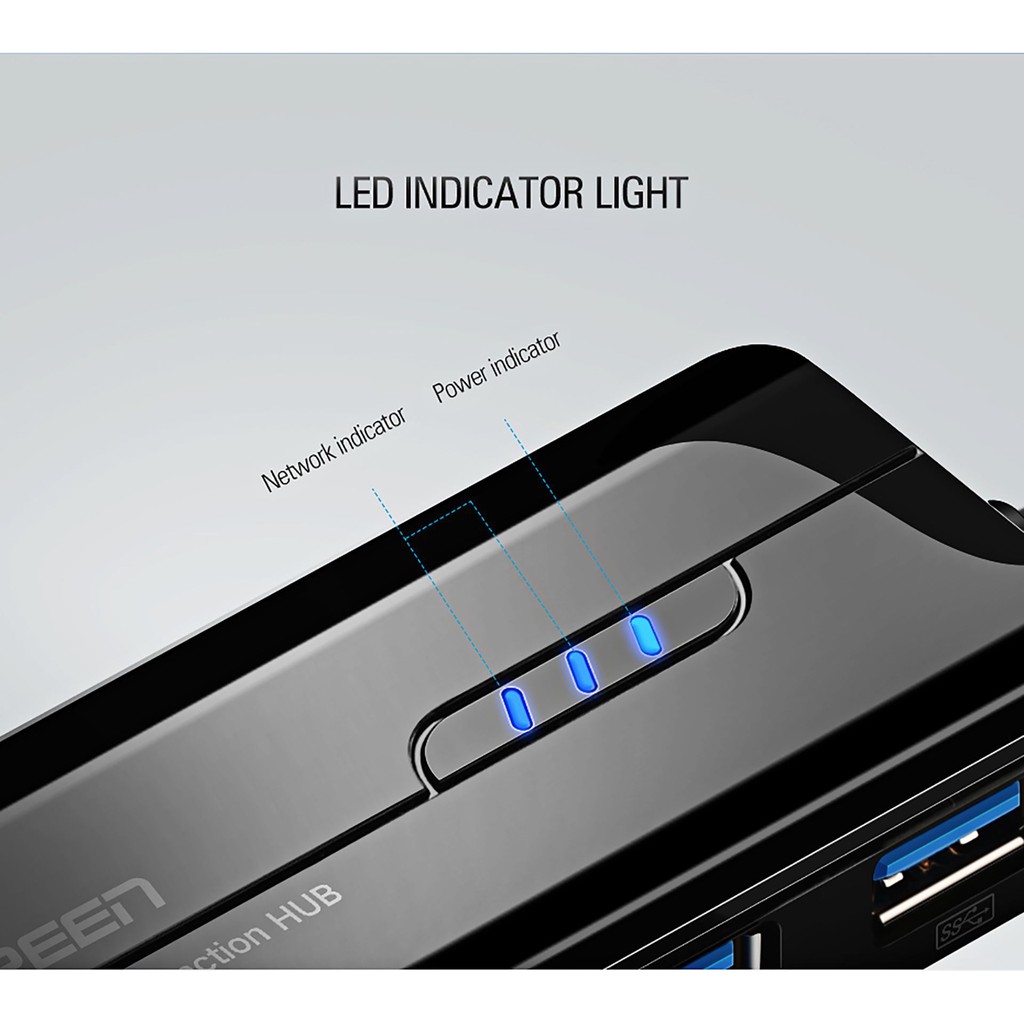 HUB Chia USB 3.0 ra 3 Cổng USB Kèm Cổng LAN 10/100/1000 Mbps UGREEN CR103