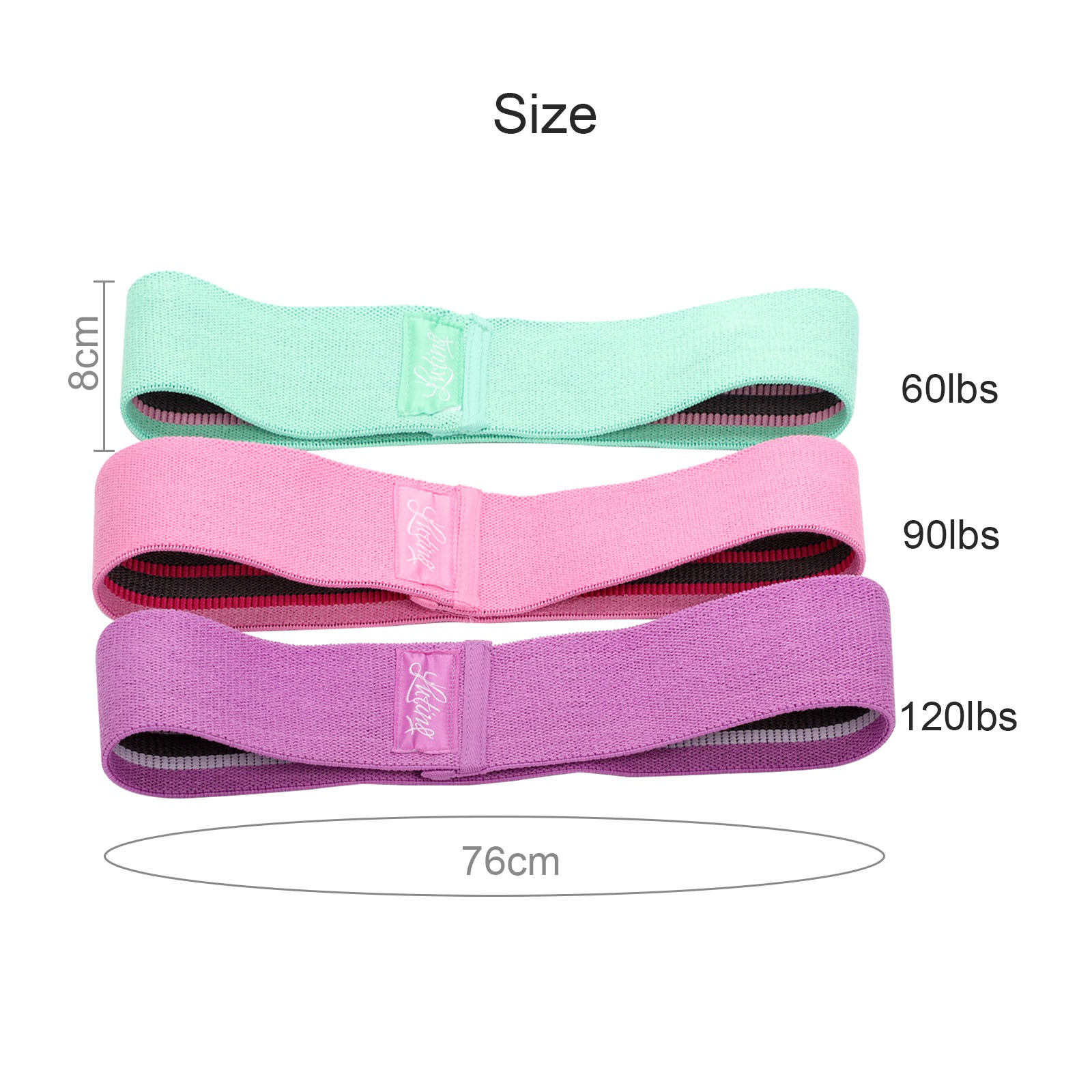 Band Yoga Soft Polyester Soft 1 Set 60 / 90 / 120lbs