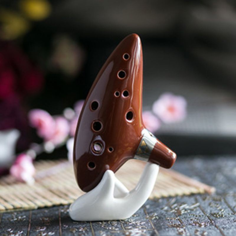 Giá Đỡ 6 / 12 Lỗ Cầm Tay Bằng Gốm Màu Trắng Cho Nhạc Cụ Ocarina