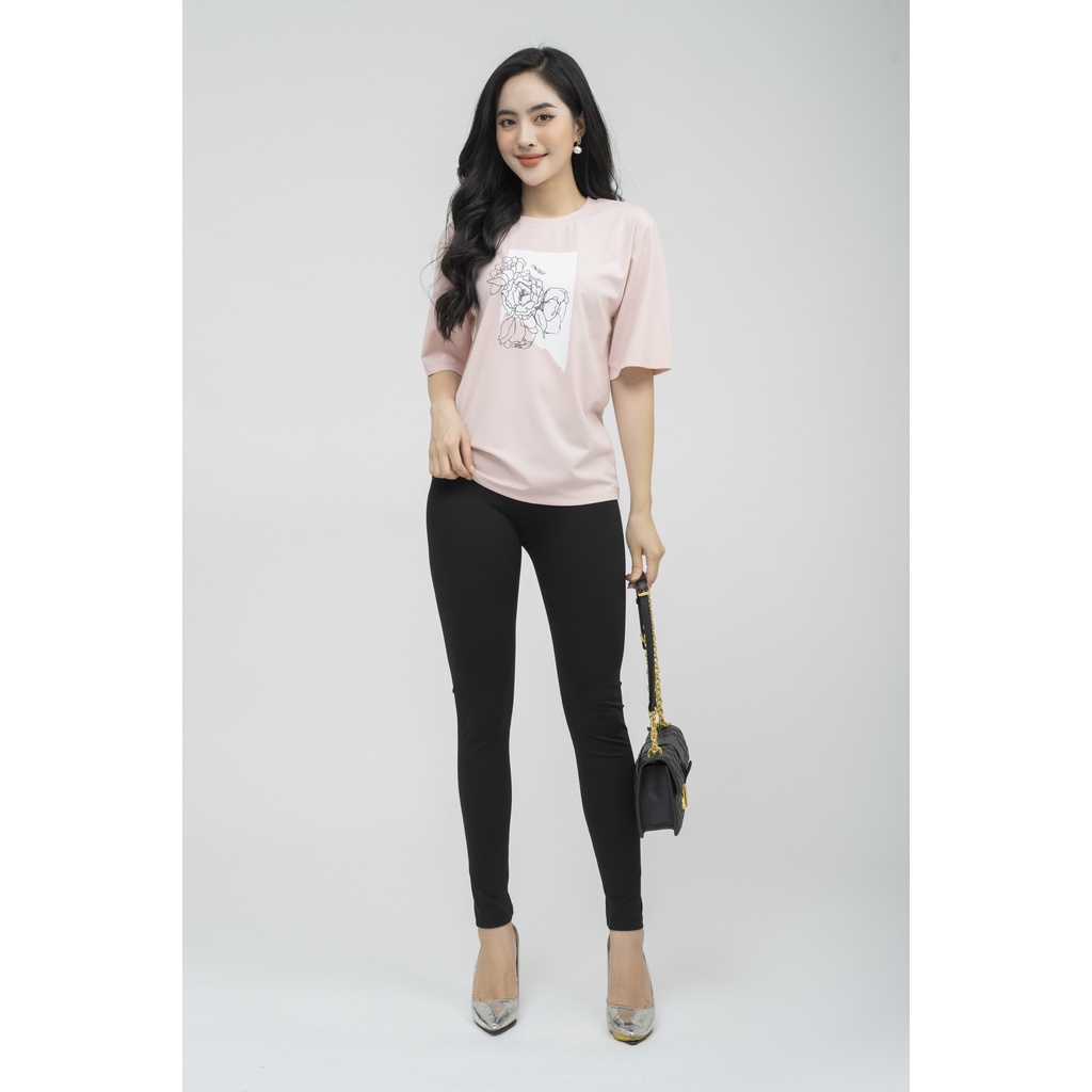 Quần legging dáng dài gen bụng tôn dáng không cắn chỉ , cạp chun trang trí dây dệt kẻ FIONA C322276