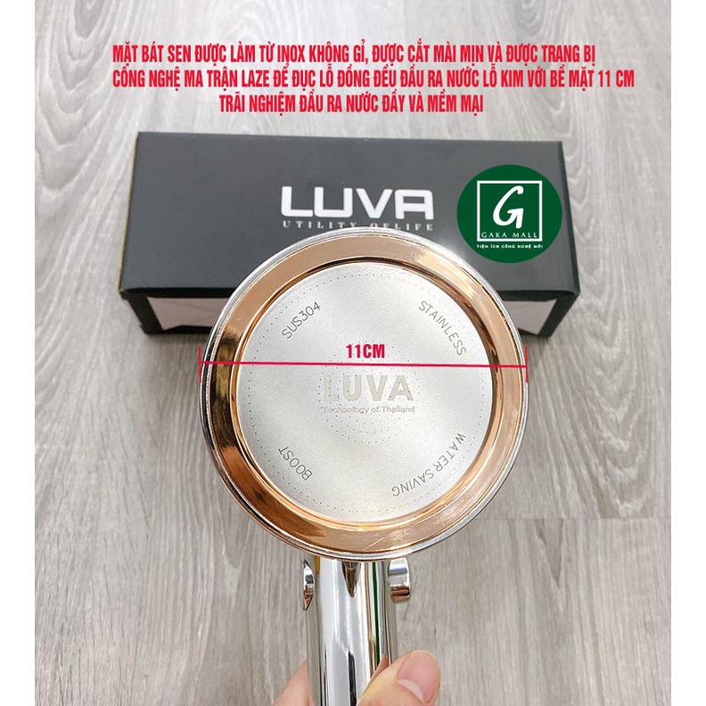 Vòi hoa sen Luva VS6 kèm dây sen Luva inox 304, dài 1.5m, BH 1 năm, đổi lỗi 30 ngày