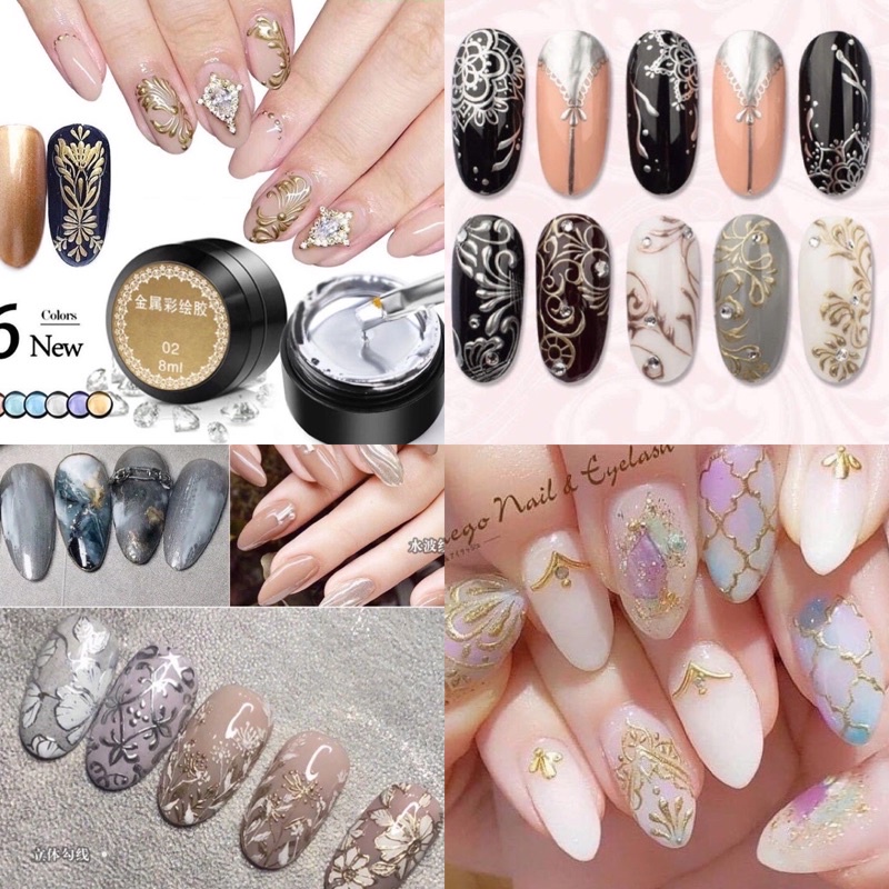 Gel metal SONGQIAO vẽ viền trang trí móng siêu HOT