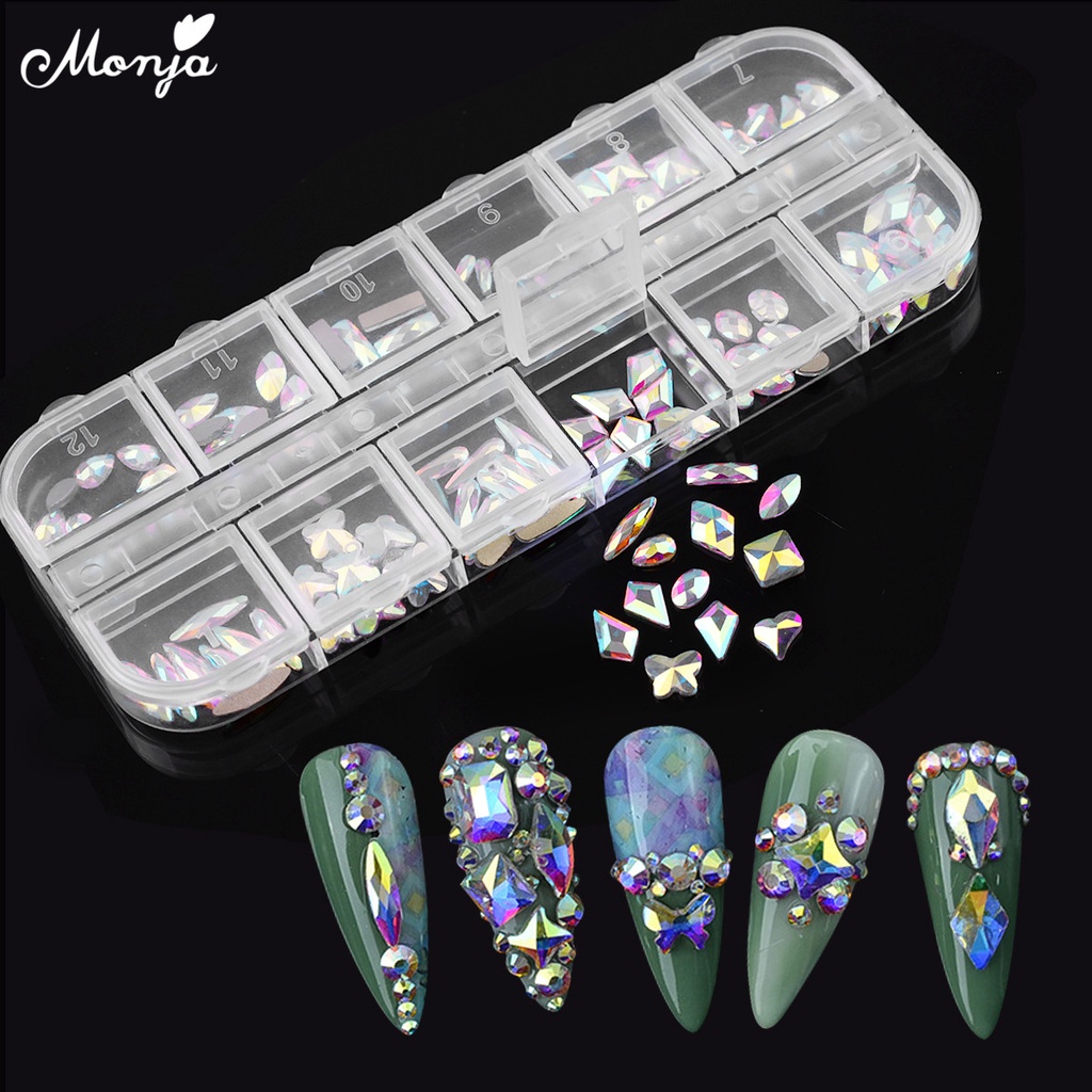 MONJA Đá Pha Lê 3D Lấp Lánh Trang Trí Móng Nghệ Thuật DIY