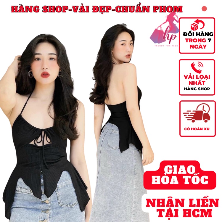 Áo hai dây nữ hở lưng đẹp ôm body khoét ngực thun gân sang chảnh phong cách hàn quốc cực sexy- mã A157