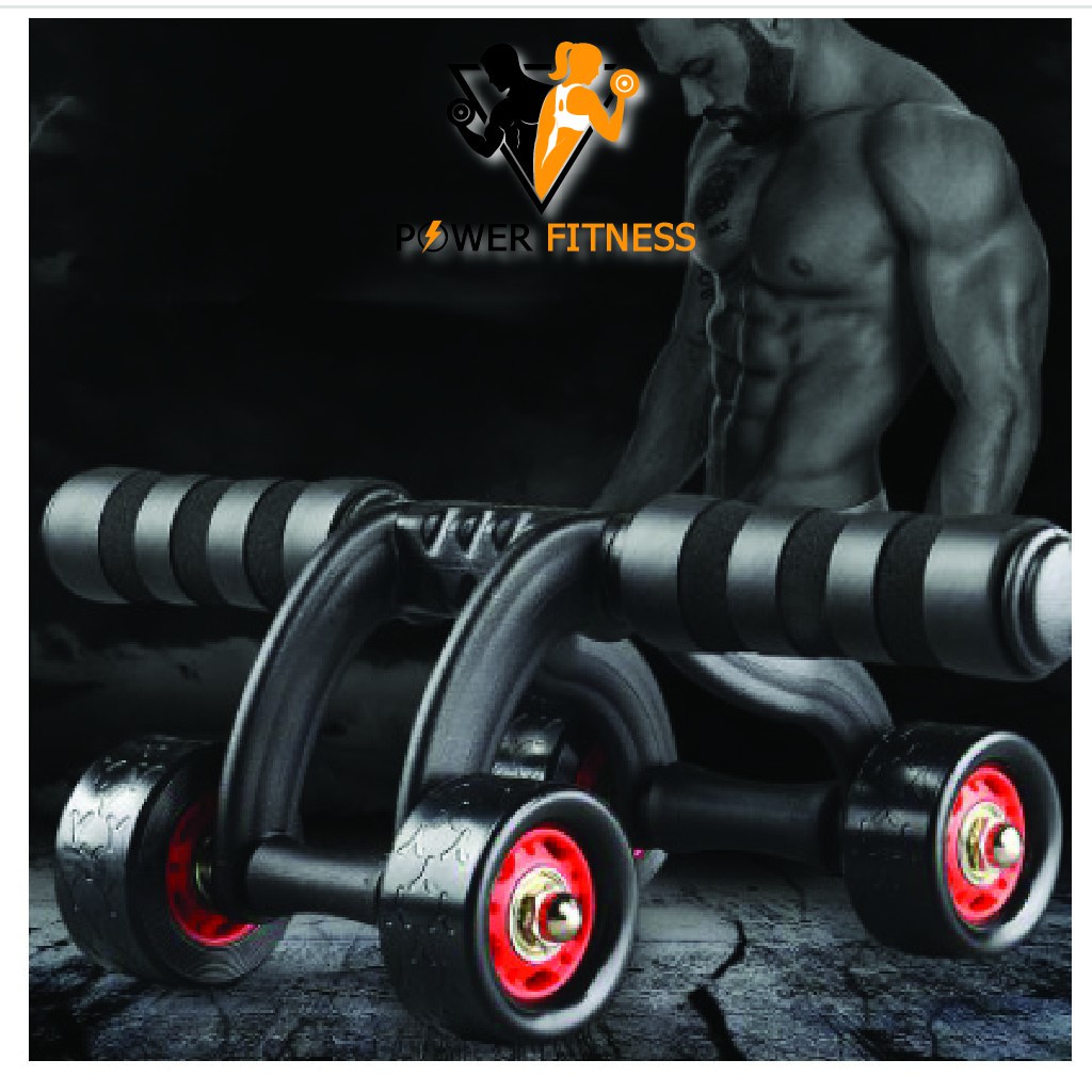 Con lăn tập cơ bụng 4 bánh kèm thảm dụng cụ tập gym tại nhà cho nam nữ Power Fitness A3001