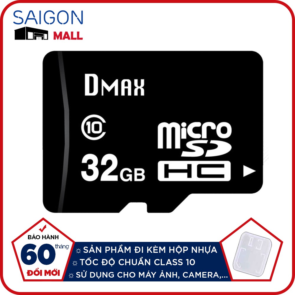 Thẻ nhớ 32GB micro SDHC Dmax U1 class10 đi kèm hộp nhựa -  Bảo hành 5 năm đổi mới