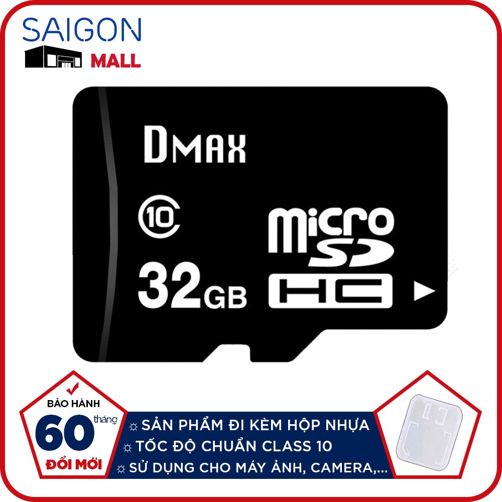 Thẻ nhớ 32GB micro SDHC Dmax U1 class10 đi kèm hộp nhựa -  Bảo hành 5 năm đổi mới | BigBuy360 - bigbuy360.vn