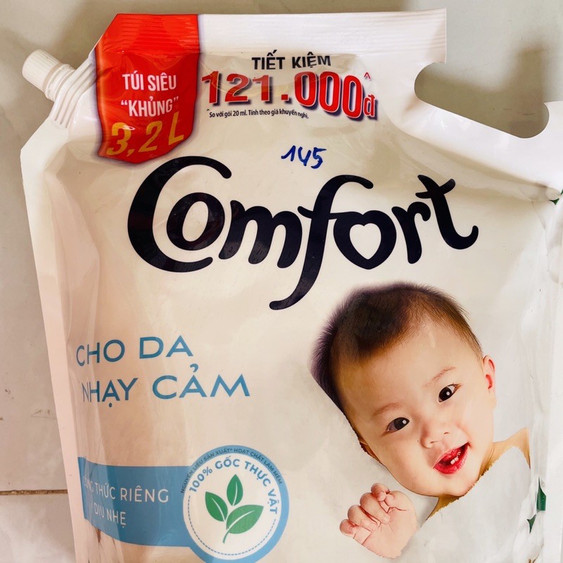 Nước xả COMFORT làm mềm vải đậm đặc cho da nhạy cảm túi 3,2 lít