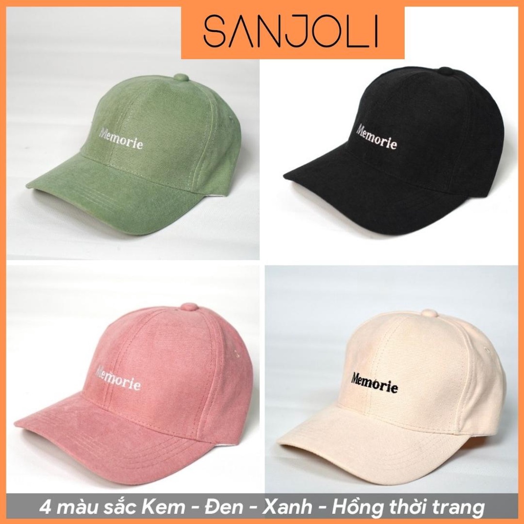 Mũ lưỡi trai SANJOLI Nón kết thêu chữ Memorie phong cách Ulzzang form unisex nam nữ NO001
