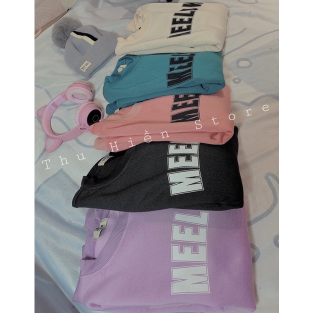 Áo Sweater nỉ trần bông in chữ MEE dáng thụng (KÈM ẢNH THẬT)