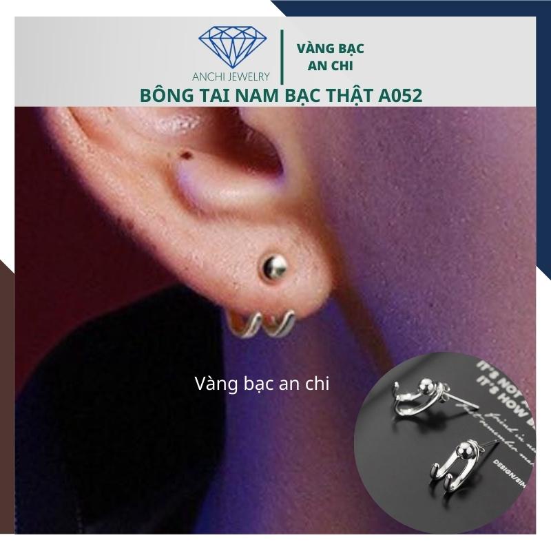Khuyên tai nam nữ bạc tròn đính ngôi sao dài - bạc ý 925 cao cấp - Anchi jewelry , NHIỀU MẪU