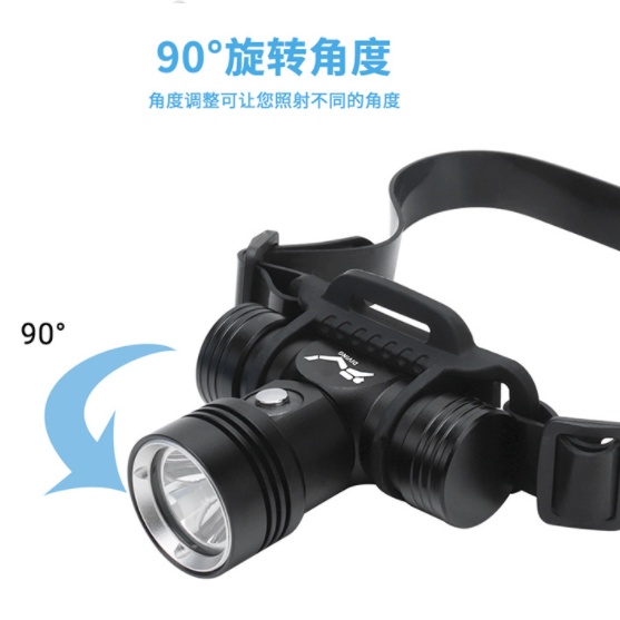 Đèn pin lặn (Diving) đội đầu mini siêu sáng BORUiT B14 hợp kim nhôm máy bay nguyên khối LED L2
