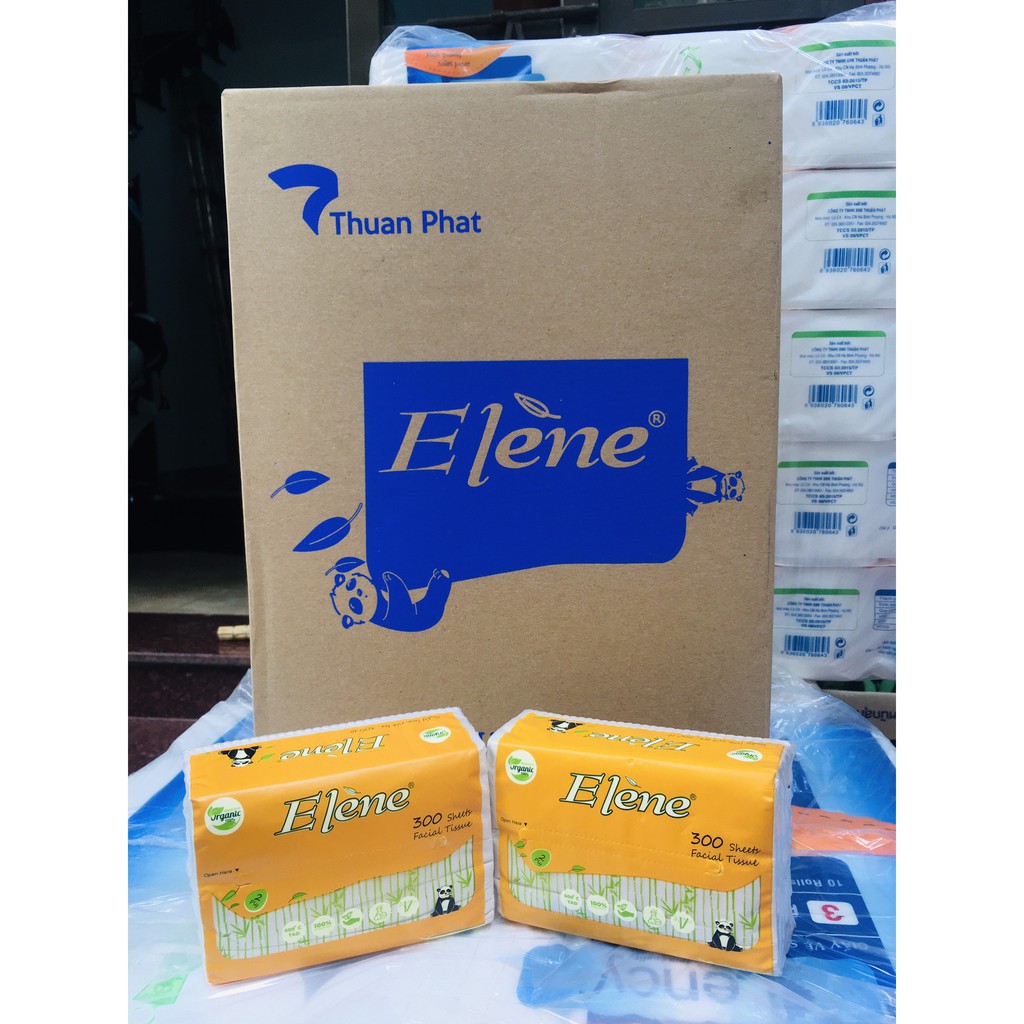 Giấy ăn lụa tre Elene 300 tờ không chất tẩy trắng