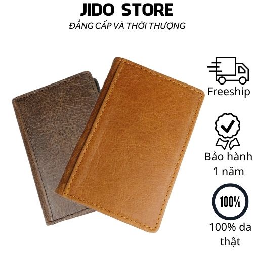Ví Nam Mini Da Bò Thật KT04 Đựng Tiền Đựng Thẻ ATM Bóp Nam Cầm Tay Thời Trang Cao Cấp Nhỏ Gọn Nhiều Ngăn - Jido Store