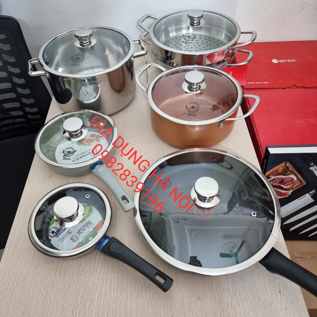 Nắp vung kính inox nồi chảo Lyncen 16cm 18cm 20cm 22cm 24cm 26cm 28cm 30cm